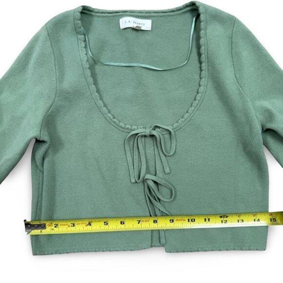 LA Hearts Sage Long Sleeve Knit Top w/Tie Front Women’s size small - Picture 5 of 9